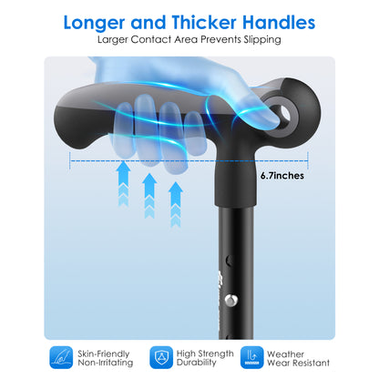 WHLICKS walking cane with ergonomic comfortable handle design for improved grip and everyday use.