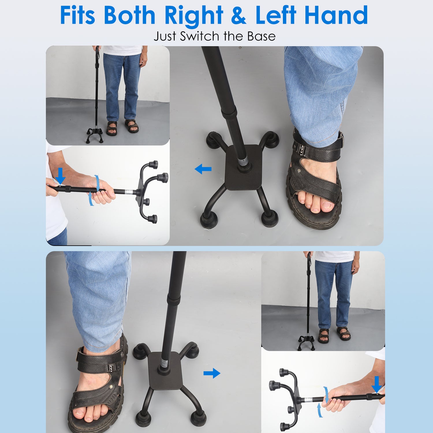 Premium All-Terrain Quad Cane with Ergonomic Grip & Stable Base