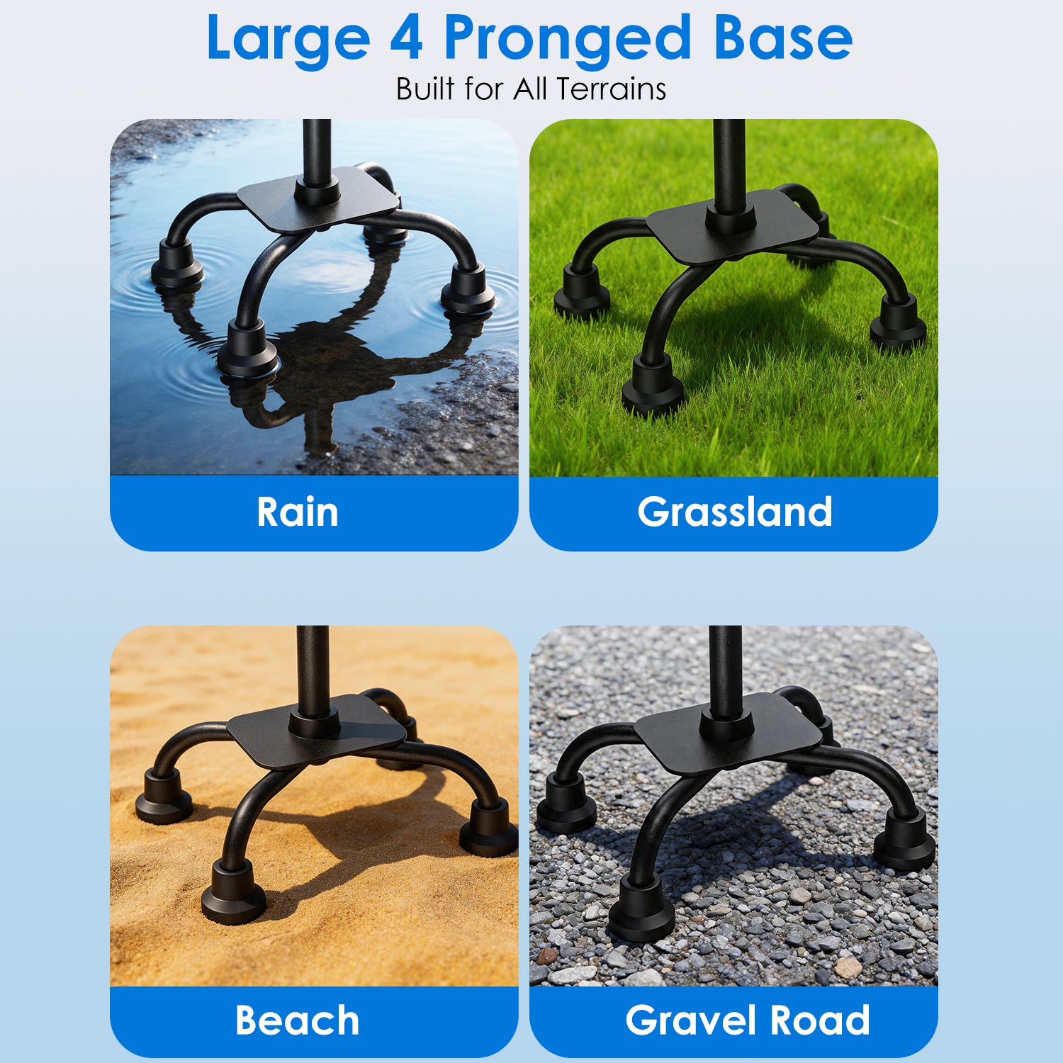 Premium All-Terrain Quad Cane with Ergonomic Grip & Stable Base
