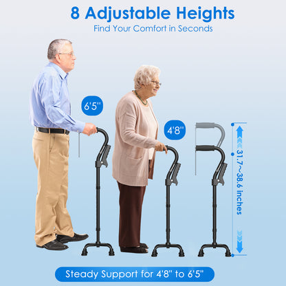 Premium All-Terrain Quad Cane with Ergonomic Grip & Stable Base