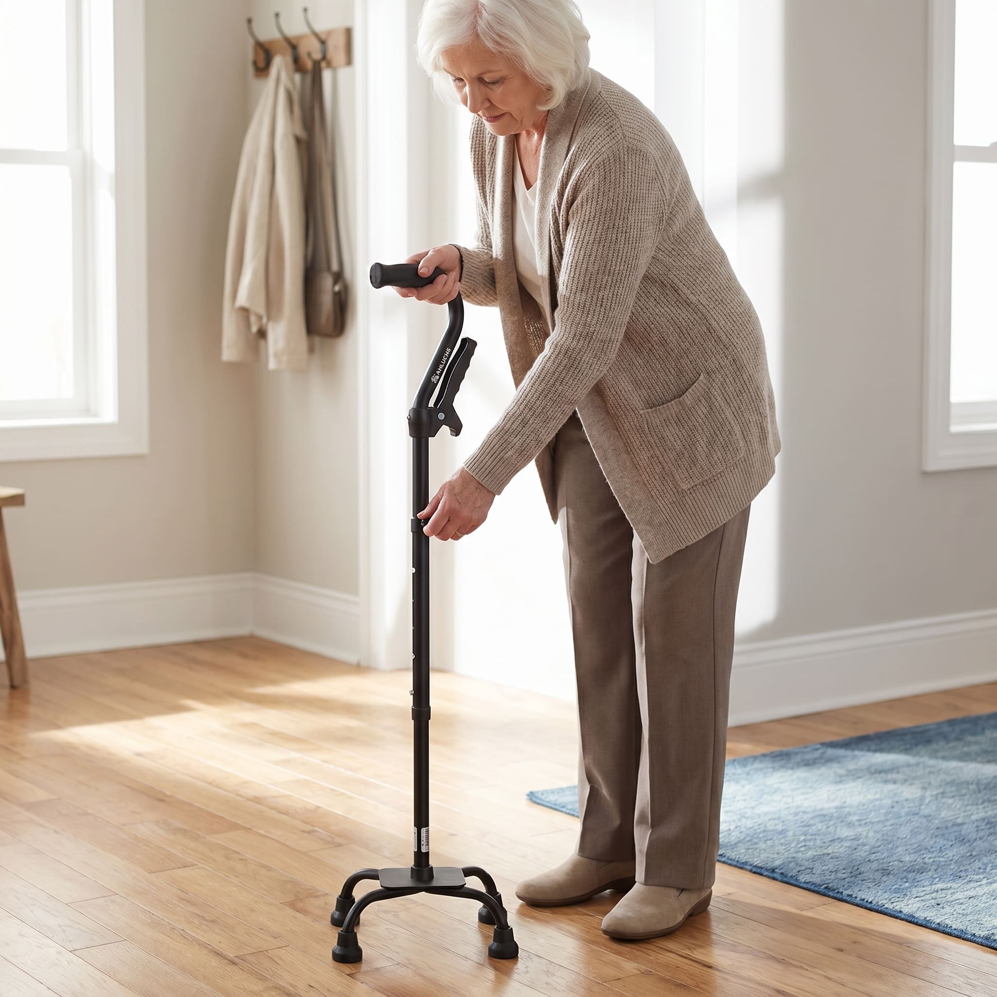 Premium All-Terrain Quad Cane with Ergonomic Grip & Stable Base