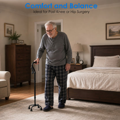 Premium All-Terrain Quad Cane with Ergonomic Grip & Stable Base