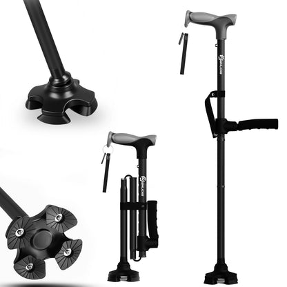 Foldable Walking Cane with Standing Assist Handle, 350 lb Capacity
