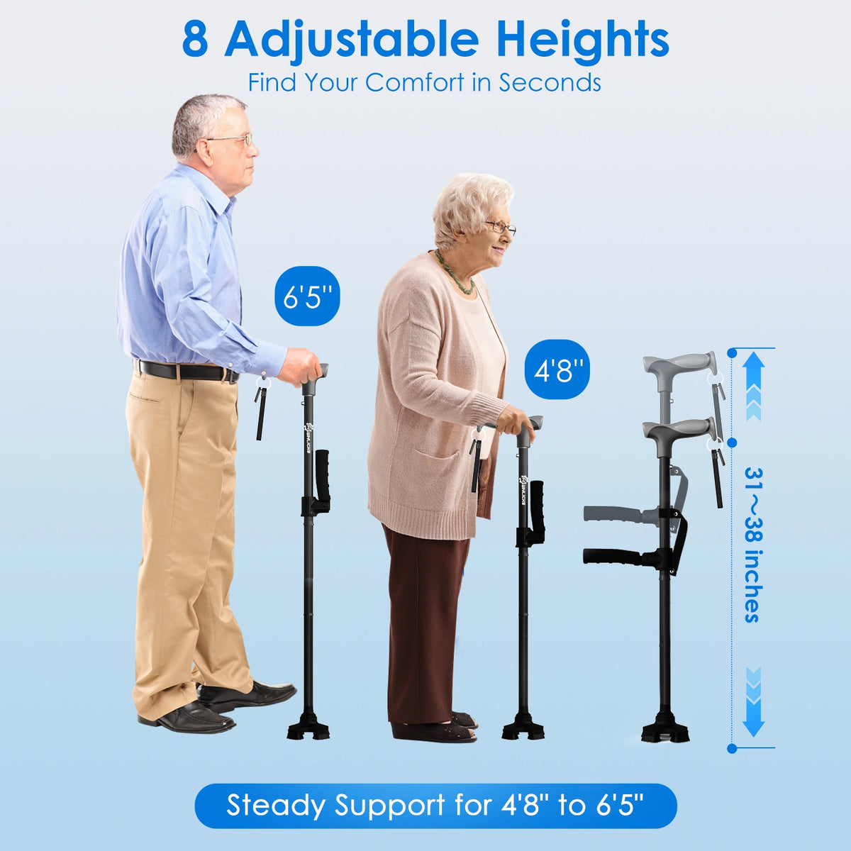 Foldable Walking Cane with Standing Assist Handle, 350 lb Capacity