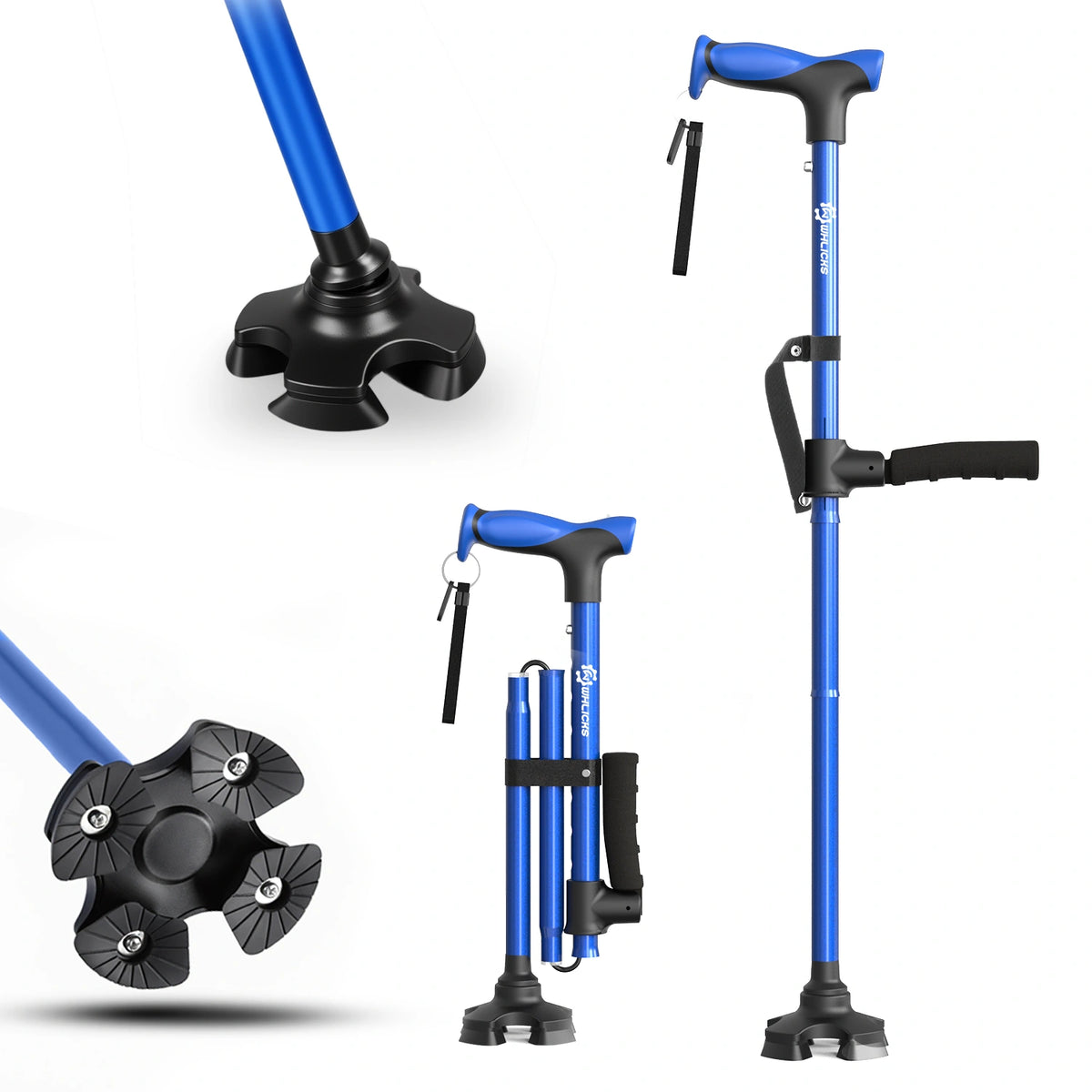 Foldable Walking Cane with Standing Assist Handle, 350 lb Capacity