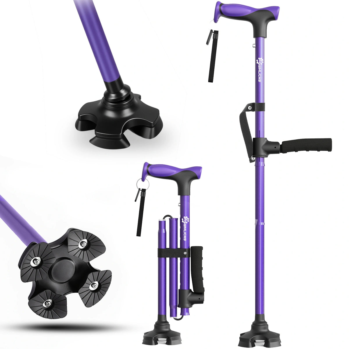 Foldable Walking Cane with Standing Assist Handle, 350 lb Capacity