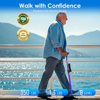 Foldable Walking Cane with Standing Assist Handle, 350 lb Capacity