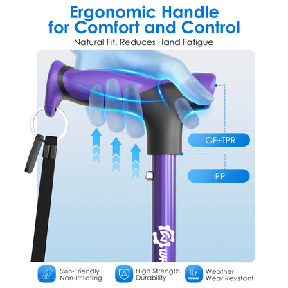 Foldable Walking Cane with Standing Assist Handle, 350 lb Capacity