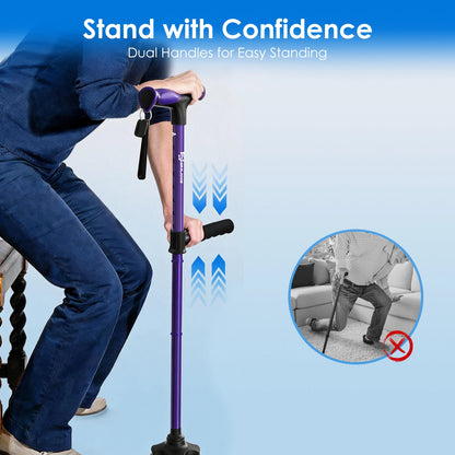 Foldable Walking Cane with Standing Assist Handle, 350 lb Capacity