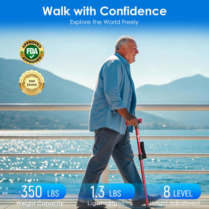 Foldable Walking Cane with Standing Assist Handle, 350 lb Capacity