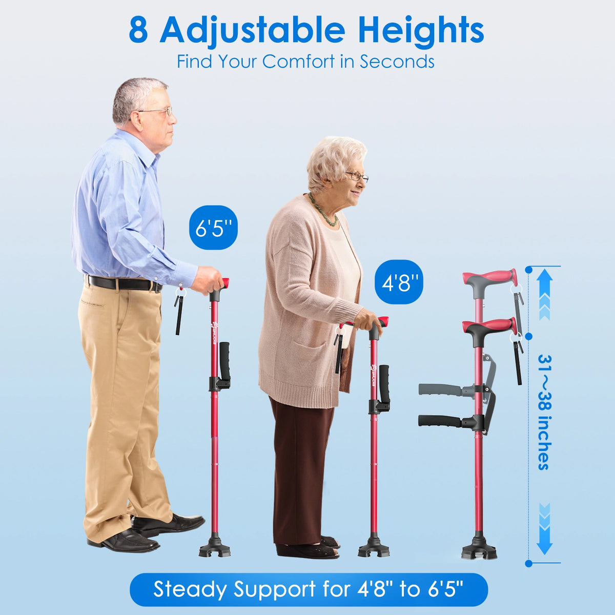 Foldable Walking Cane with Standing Assist Handle, 350 lb Capacity