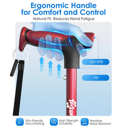 Foldable Walking Cane with Standing Assist Handle, 350 lb Capacity