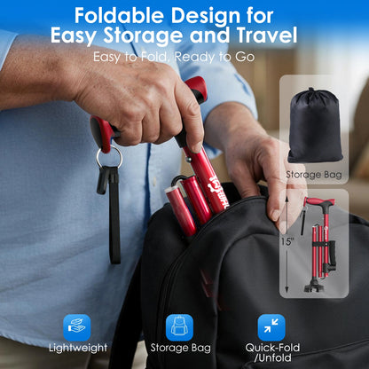Foldable Walking Cane with Standing Assist Handle, 350 lb Capacity