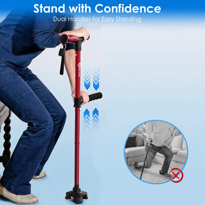 Foldable Walking Cane with Standing Assist Handle, 350 lb Capacity