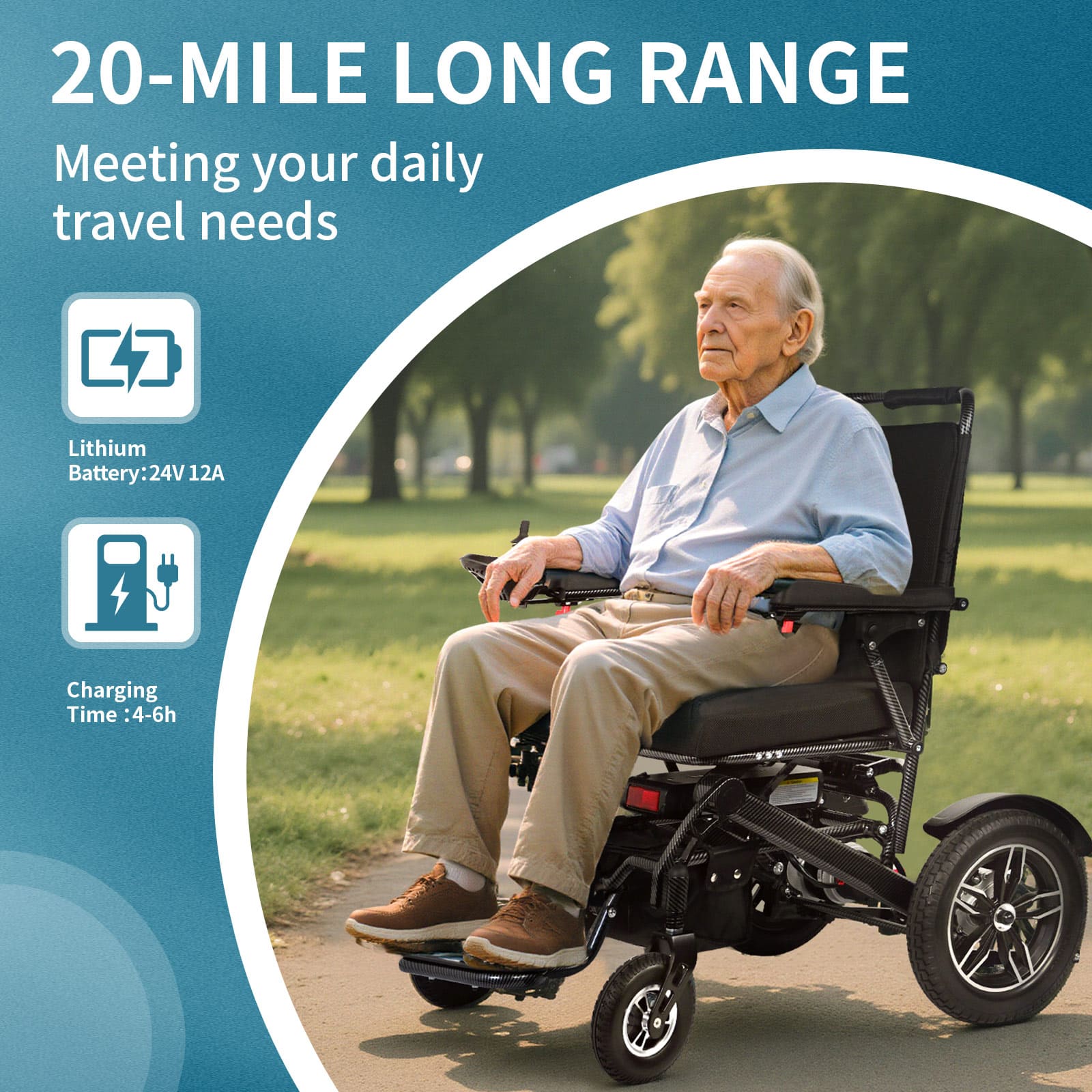 All-Terrain Foldable Electric Wheelchair with Dual Batteries