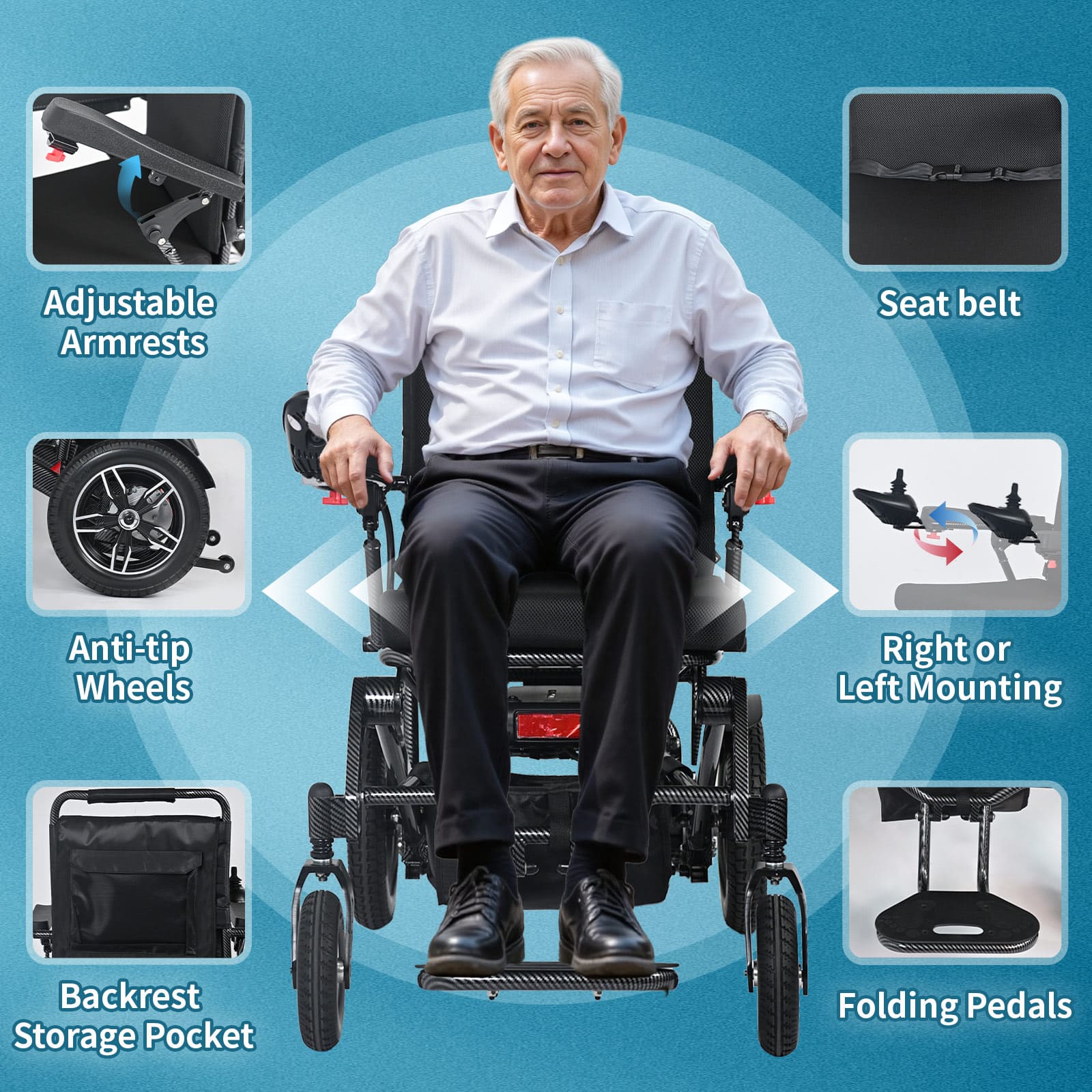 All-Terrain Foldable Electric Wheelchair with Dual Batteries