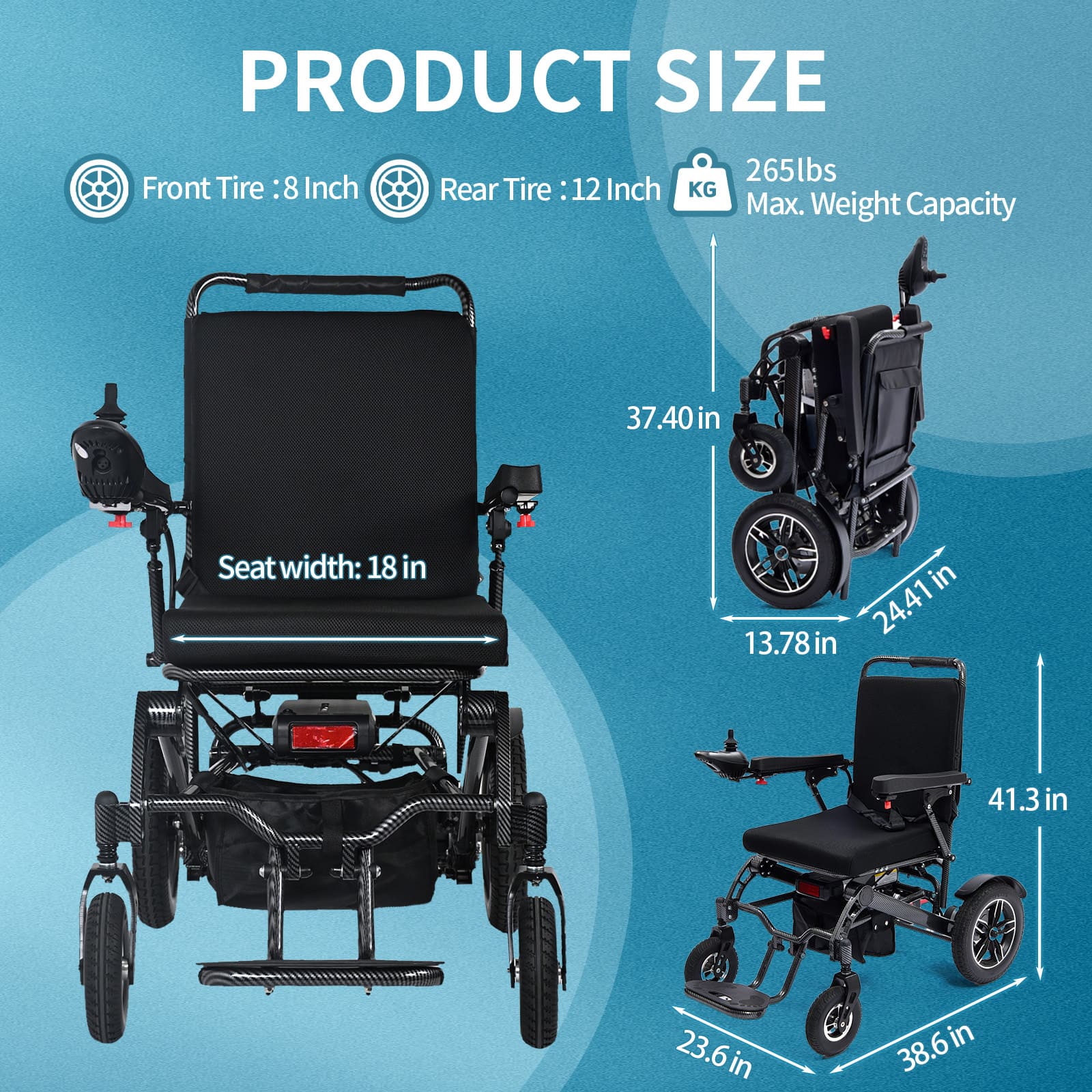 All-Terrain Foldable Electric Wheelchair with Dual Batteries