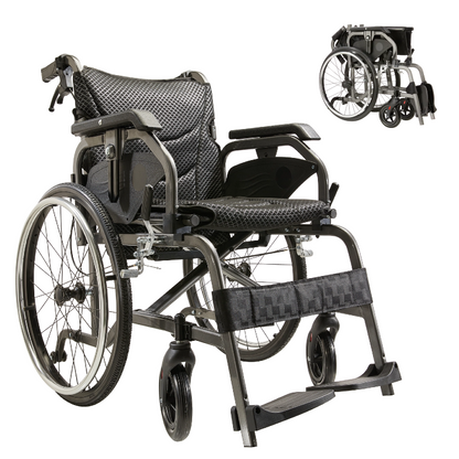 Aluminum Foldable Lightweight Wheelchair – Large Seat & Safe Wheels
