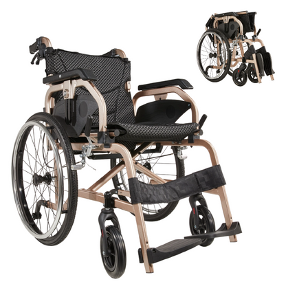 Aluminum Foldable Lightweight Wheelchair – Large Seat & Safe Wheels