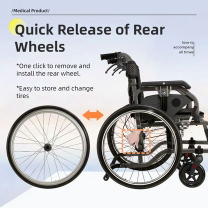Aluminum Foldable Lightweight Wheelchair – Large Seat & Safe Wheels