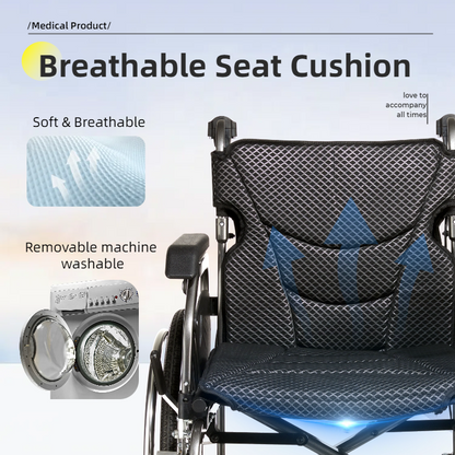 Aluminum Foldable Lightweight Wheelchair – Large Seat & Safe Wheels