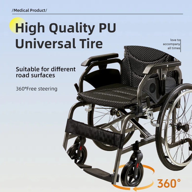 Aluminum Foldable Lightweight Wheelchair – Large Seat & Safe Wheels