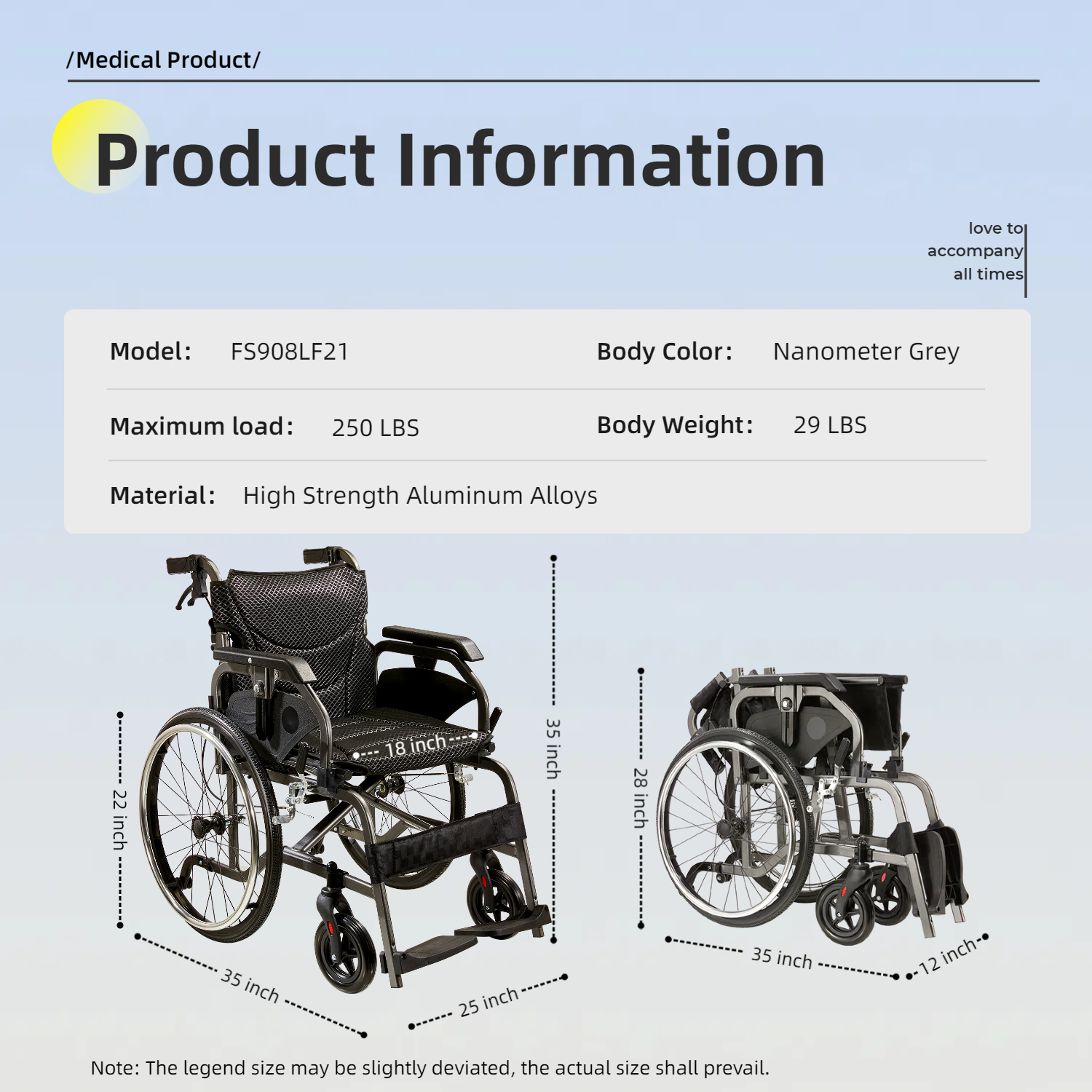 Aluminum Foldable Lightweight Wheelchair – Large Seat & Safe Wheels