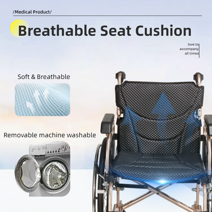 Aluminum Foldable Lightweight Wheelchair – Large Seat & Safe Wheels