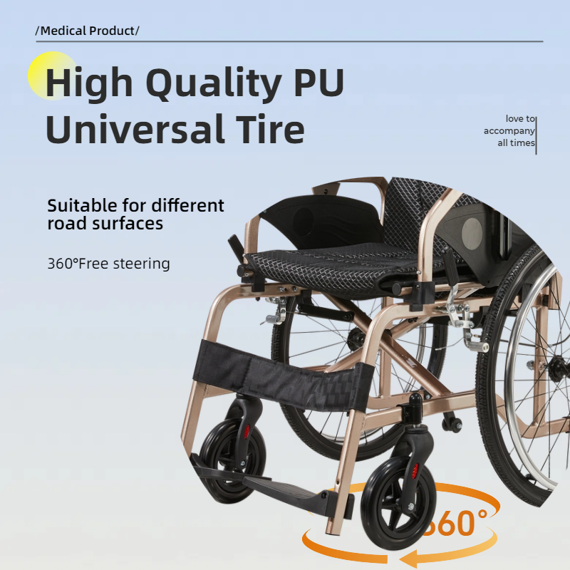 Aluminum Foldable Lightweight Wheelchair – Large Seat & Safe Wheels
