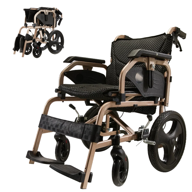 Lightweight Transport Wheelchair – Compact Size, Thick Stable Wheels