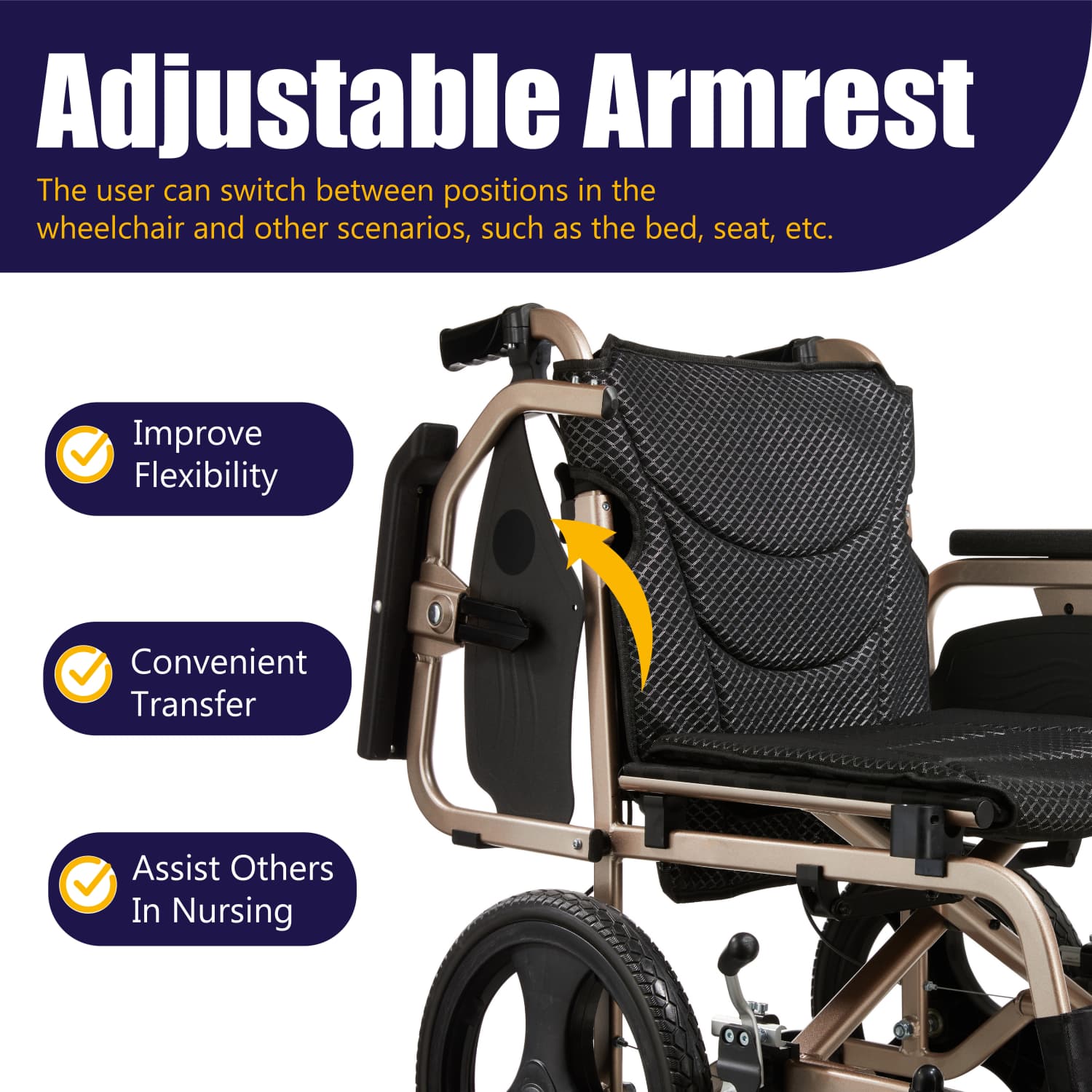 Lightweight Transport Wheelchair – Compact Size, Thick Stable Wheels