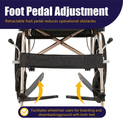 Lightweight Transport Wheelchair – Compact Size, Thick Stable Wheels