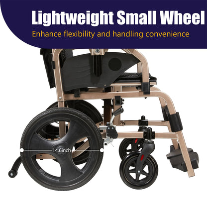 Lightweight Transport Wheelchair – Compact Size, Thick Stable Wheels
