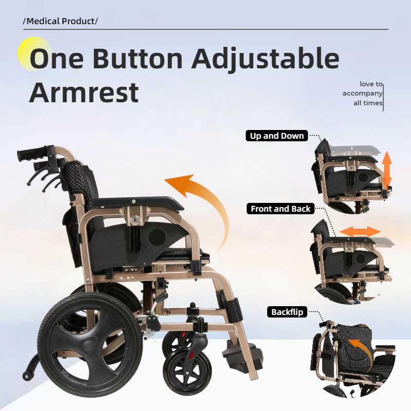 Lightweight Transport Wheelchair – Compact Size, Thick Stable Wheels