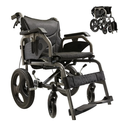 Lightweight Transport Wheelchair – Compact Size, Thick Stable Wheels