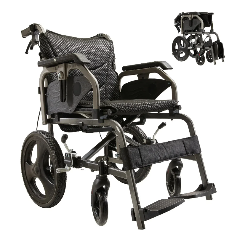 Lightweight Transport Wheelchair – Compact Size, Thick Stable Wheels
