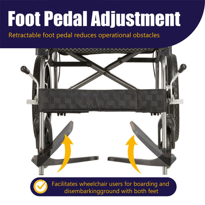 Lightweight Transport Wheelchair – Compact Size, Thick Stable Wheels