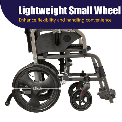 Lightweight Transport Wheelchair – Compact Size, Thick Stable Wheels