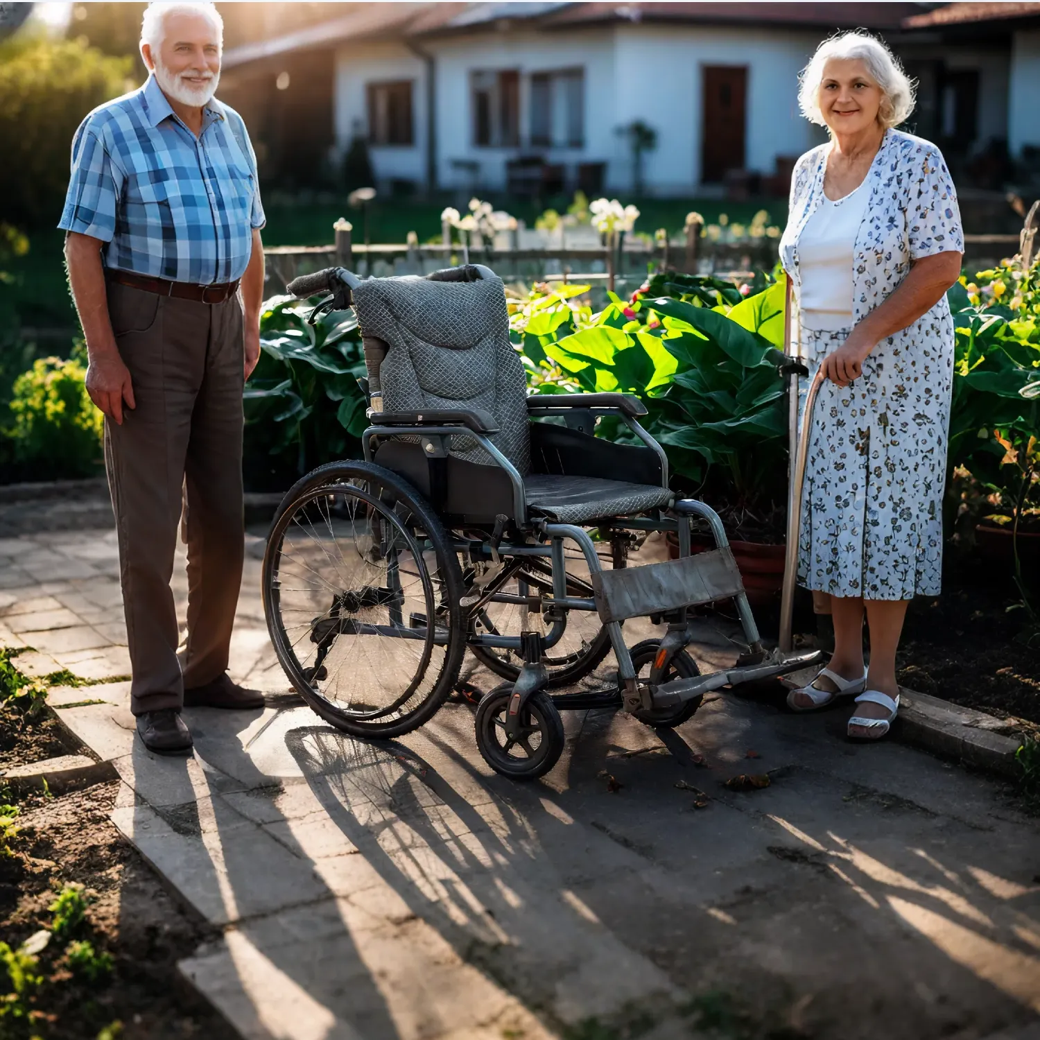 wheelchair_in a garden