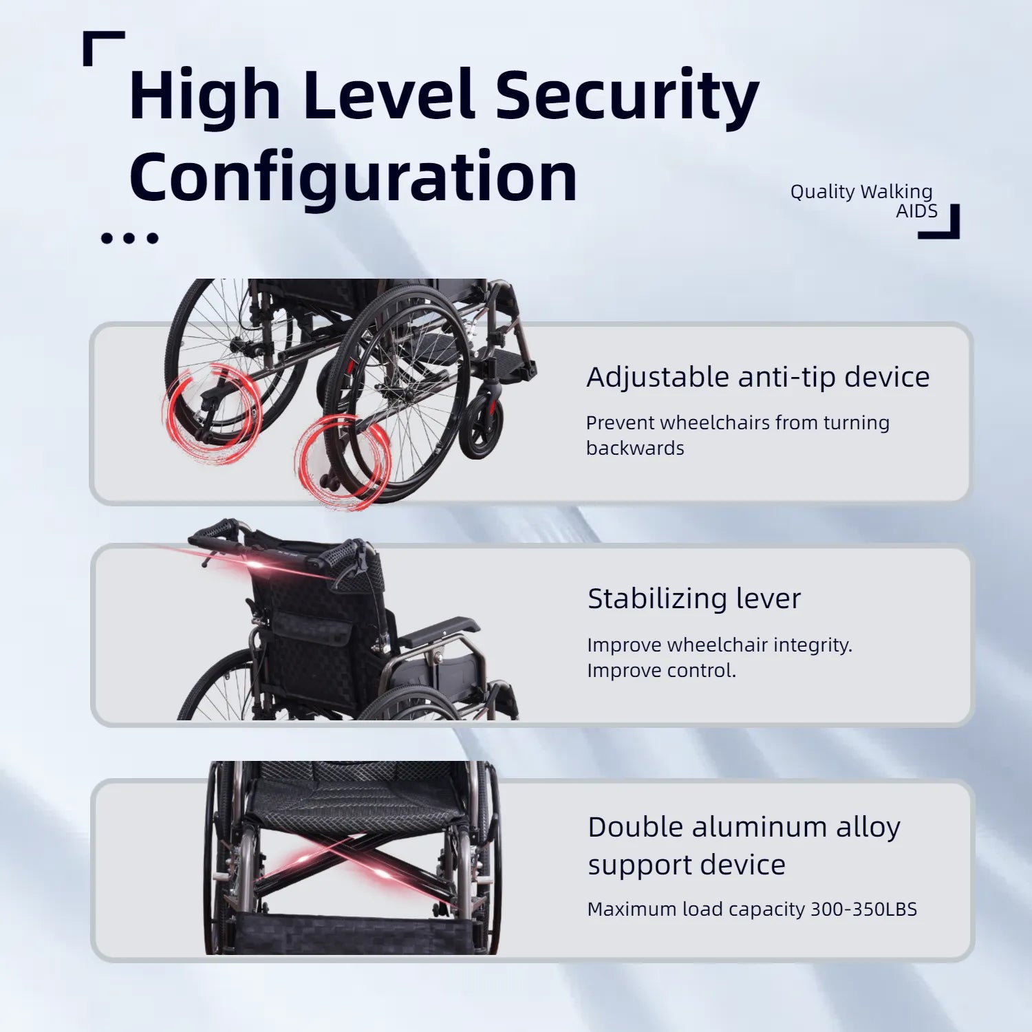 wheelchair with stable brake system