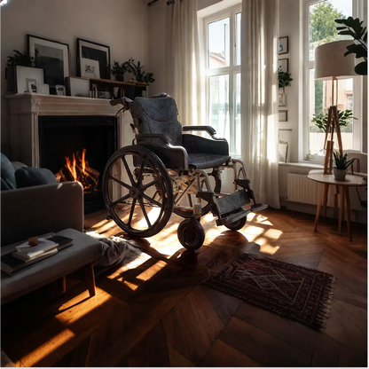 All-in-One Wheelchair – 20" Seat, Quick-Release Wheels & Dual Brakes