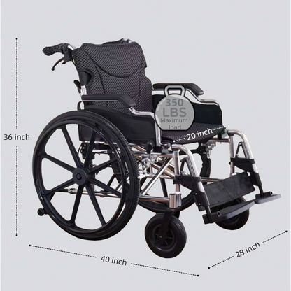 All-in-One Wheelchair – 20" Seat, Quick-Release Wheels & Dual Brakes
