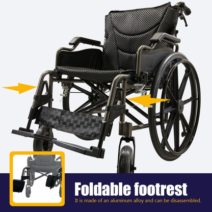 All-in-One-Rollstuhl – 50 cm Sitzbreite, Schnellspannräder & Doppelbremsen