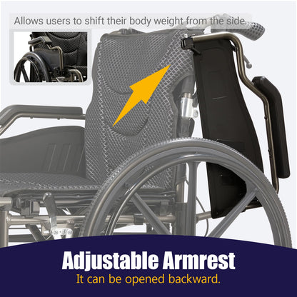 All-in-One-Rollstuhl – 50 cm Sitzbreite, Schnellspannräder & Doppelbremsen