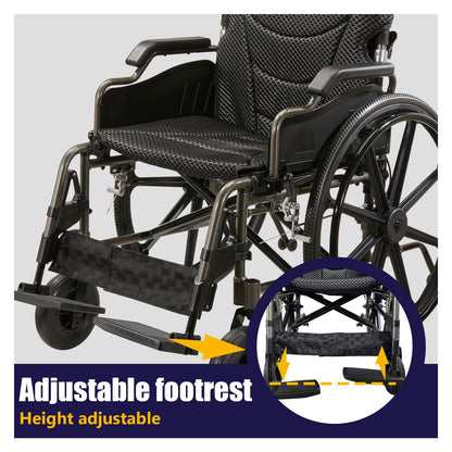 All-in-One-Rollstuhl – 50 cm Sitzbreite, Schnellspannräder & Doppelbremsen