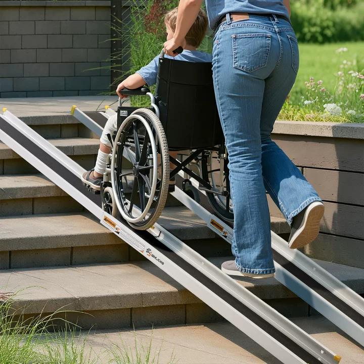 Wrist Ramp Telescopic Wheelchair Ramp – Adjustable, Portable & Anti-Slip, 600lbs ...