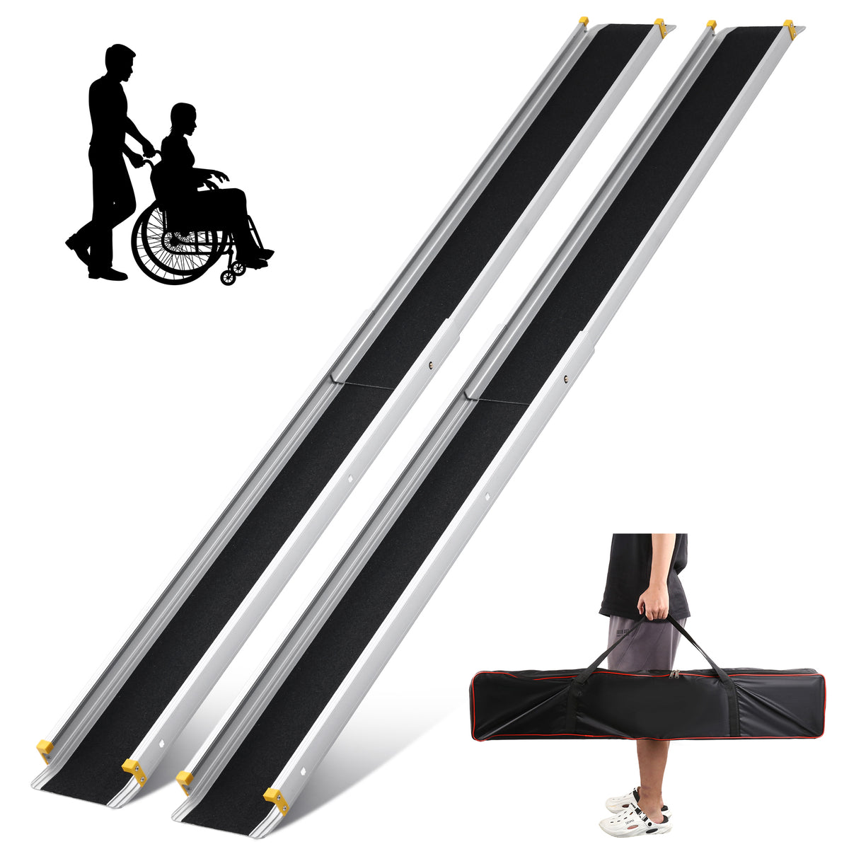Telscopic Ramp Telescopic Wheelchair Ramp – Adjustable, Portable & Anti-Slip, 600lbs ...
