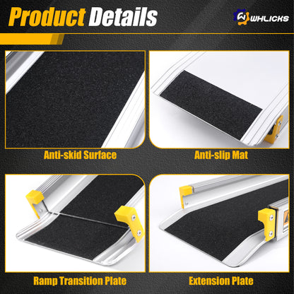 WHLICKS Telescopic Ramp – Adjustable 4–8 ft, Foldable, 600 lb Capacity