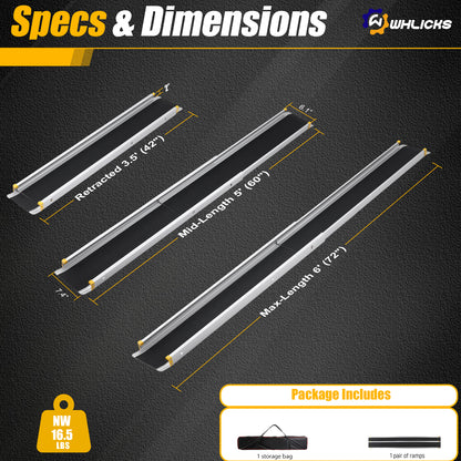 Elite 3-Stage Telescopic Wheelchair Ramp | 3.5'–10' Adjustable | 600 lbs