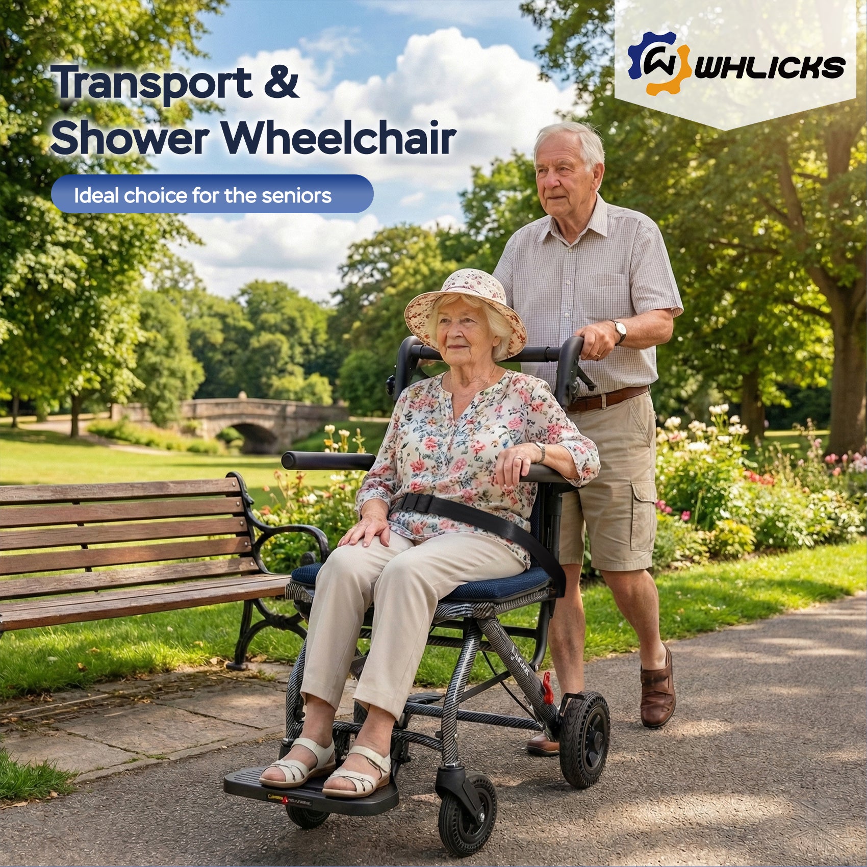 2-in-1 Transport Wheelchair & Shower Chair